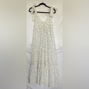 Garage White and Black Tiered V-Neck Sundress